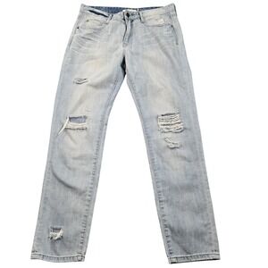 Pistola Jeans Womens 29 Light Wash Distressed Ripped Straight Leg Denim Casual